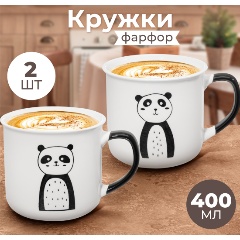 Изображение товара Набор из 2-х кружек ELAN GALLERY "Две панды" 12,5х9,5х8,8 см 400 мл - каждая, фарфор