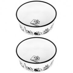 Изображение товара Набор мисок ELAN GALLERY для домашних питомцев "БЕЗ КОТА ЖИЗНЬ НЕ ТА" "Жизнь кошек" 13,5*13,5*5 см 400 мл, керамика, 2 шт (230266)