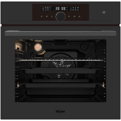 Изображение товара Электрический духовой шкаф Haier HOX-FP5RAGG с функциями пара, телескопическими направляющими и очи
