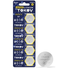 Изображение товара Литиевый элемент питания CR2016 TOKOV ELECTRIC 5 шт Блистер