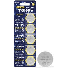 Изображение товара Элемент питания литиевый TOKOV ELECTRIC CR2025 таблетка (блистер 5шт), TKE-LI-CR2025/B5