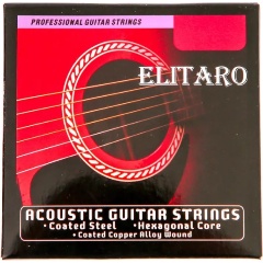 Изображение товара Струны для акустической гитары Elitaro бронза 6 струны 11-52