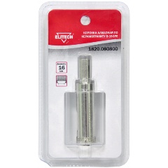 Изображение товара Коронка алмазная ELITECH 16мм, по керамограниту в сборе