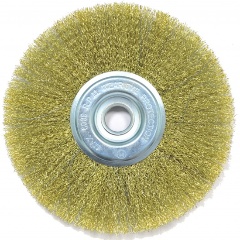 Изображение товара Щетка для УШМ ELITECH 200 мм посадка 22 2 мм плоская латунированная витая проволока 0.3 мм