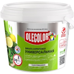 Изображение товара Эмаль акриловая Olecolor, полуглянцевая, 0,8 кг, белая