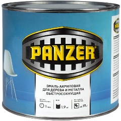 Изображение товара Эмаль акриловая Panzer, полуглянцевая, 1,9 кг, черная