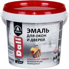 Изображение товара Эмаль для окон и дверей Dali, акриловая, полуматовая, база A, белая, 1 кг