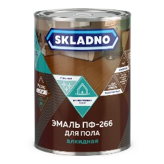 Изображение товара Эмаль ПФ-266 для пола Skladno, алкидная, глянцевая, 0,8 кг, желто-коричневая
