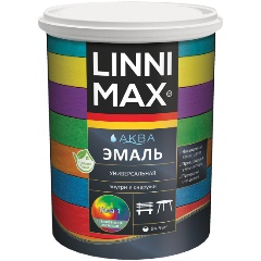 Изображение товара Эмаль акриловая Linnimax Аква шелковисто-матовая 0,9 л белая для внутренних и наружных работ