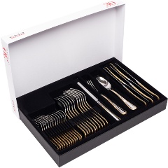 Изображение товара Набор столовых приборов EME Luigi XVI Gold Decor 30 шт зеркальная полировка