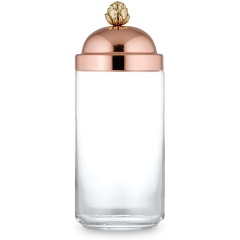 Изображение товара Емкость стеклянная для сыпучих продуктов RUFFONI стеклянная с медной крышкой и бронзовой декорированной ручкой 1,5 л