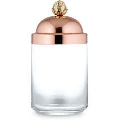 Изображение товара Емкость стеклянная для сыпучих продуктов RUFFONI с медной крышкой и бронзовой декорированной ручкой, 1 л