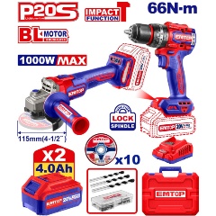 Изображение товара EMTOP Набор аккумуляторных электроинструментов из 2 предметов, ECKL20277