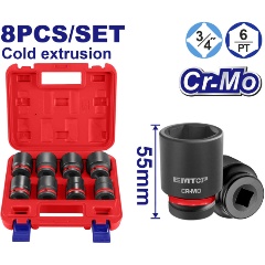 Изображение товара Набор ударных насадок EMTOP 3/4", 8 шт, 26-36 мм