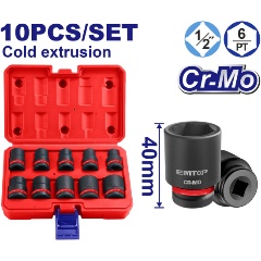 Изображение товара EMTOP Набор ударных торцевых головок (1/2", 10 шт, 10-24 мм)