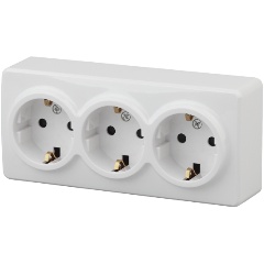Изображение товара Розетка ЭРА 3-м ОП Эксперт 11-2208-01 16А IP20 250В 3х2P+E Schuko бел., Б0020700