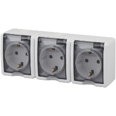 Изображение товара Розетка ЭРА 3-м ОП Эксперт 11-2405-01 16А IP54 16AX 250В 3х2P+E, Белый, Б0020720