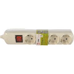 Изображение товара Колодка ЭРА K-4es с заземлением с выключателем 4 розетки 16А (C0045324)