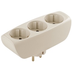 Изображение товара Тройник ЭРА SP-3e-I 3гн, с заземлением, со шторками (сл.кость) (Б0002370)