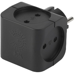 Изображение товара Тройник ЭРА SP-4-B 4гн, без заземления, чёрный (Б0008207)