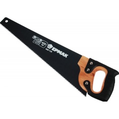 Изображение товара Ножовка по дереву ЕРМАК 450мм с деревянной обрезиненной ручкой, универсальный зуб, 4 мм