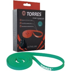 Изображение товара Эспандер латексный TORRES 208 см resistance 15 кг зеленый для фитнесса йоги пилатеса