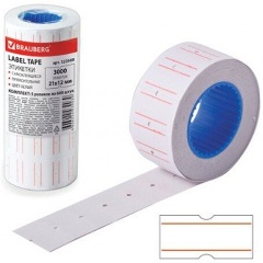 Изображение товара Этикет-лента 21х12 мм, прямоугольная, белая, комплект 5 рулонов по 600 шт., BRAUBERG, 123568