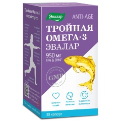 Изображение товара БАД ЭВАЛАР Тройная омега 3 950 мг. Капсулы №30