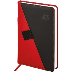 Изображение товара Ежедневник датированный 2026, А5, 138х213 мм, BRAUBERG "Swirl", под кожу, держатель для ручки, красный, 117481