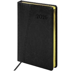 Изображение товара Ежедневник датированный 2026, А5, 138x213 мм, BRAUBERG "Cayman", под кожу, черный, 117047
