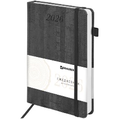 Изображение товара Ежедневник BRAUBERG Wood 2026, А5, 168 листов, под кожу серый