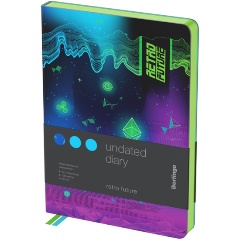 Изображение товара Ежедневник недатированный А5, 136л., кожзам, Berlingo "Retro Future", зеленый срез, с рисунком