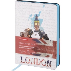 Изображение товара Ежедневник недатированный B6 (127х186 мм), BRAUBERG VISTA, под кожу, гибкий, 136 л., "Great Britain", 112108