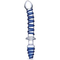 Изображение товара Фаллоимитатор GLAS Двусторонний с анальной пробкой Mr. Swirly Dildo Butt Plug - 25 см