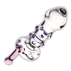 Изображение товара Фаллоимитатор GLAS Небольшой стеклянный с ручкой Candy Land Juicer - 11,5 см