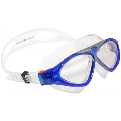 Изображение товара Очки для плавания подростковые FanSwim К48, прозрачные линзы, синяя рамка, прозрачный силикон