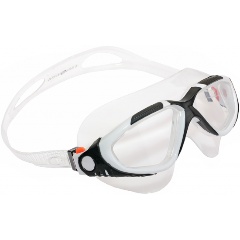 Изображение товара Очки для плавания FanSwim T19, прозрачные линзы, черно-белая рамка, прозрачный силикон