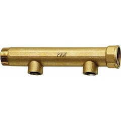 Изображение товара Коллектор FAR 1 1/4"(ВР-НР) с 2 отв. 3/4" ВР(межосев. 100 мм)