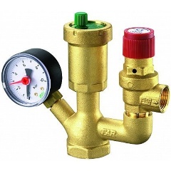 Изображение товара Группа безопасности котла FAR 1" ВР: манометр, пред. клапан, авт.воздухоотводчик (аналог FA 2115)