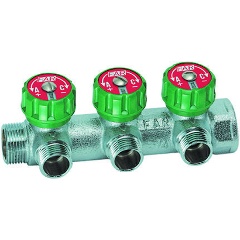 Изображение товара Коллектор FAR 1" (ВР-НР) с 3 отв. 1/2" НР (межосев. 45 мм), плск. упл.