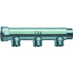 Изображение товара Коллектор FAR 1" с 3 отв. 1/2 НР, латунь, межосевое 50 мм