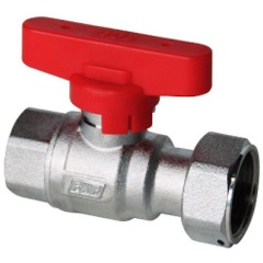 Изображение товара Кран шаровой FAR 3/4" ВР - 1" накидная гайка, хромированный, (бабочка, красн.)