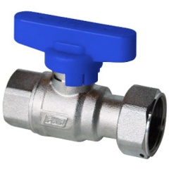 Изображение товара Кран шаровой FAR 3/4" ВР - 1" накидная гайка, хромированный, (бабочка, син.)