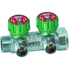 Изображение товара Коллектор FAR 3/4" (ВР-НР) с 2 отв. 1/2" НР (межосев. 45 мм)