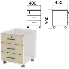 Изображение товара Фасады ящиков Канц для тумбы подкатной 400х450х560 мм, цвет дуб молочный, ТК29.15.2