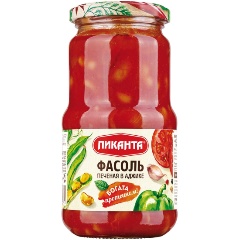 Изображение товара Фасоль Пиканта печеная в аджике 470 г натуральная консервированная овощная закуска