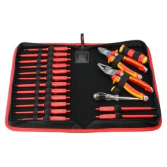 Изображение товара Набор диэлектрических стержней Felo 06391904 рукоятки E-SMART, бокорезов и плоскогубцев с отверткой тестером сети в сумке, 19 шт