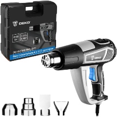Изображение товара Фен строительный DEKO DKHG2500 PRO в кейсе, с LCD дисплеем, 2500Вт (085-1078)