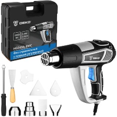 Изображение товара Фен строительный DEKO HG2450 в кейсе, с плавной регулировкой, 2450 Вт (085-1130)