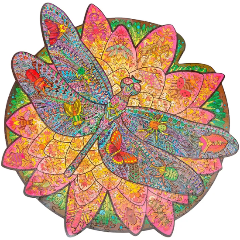 Изображение товара Фигурный деревянный пазл KIDDIEART Стрекоза на цветке, 250 дет.